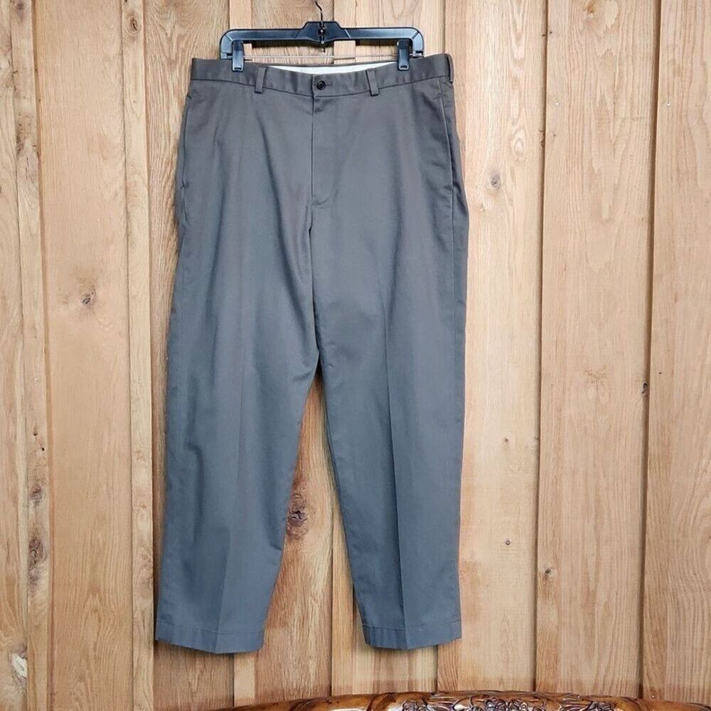 Brooks Brothers Chino Khaki 100% Cotton Dress Pants, Waist 36, Olive Green/ Grey